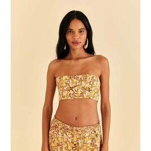 Farm Rio Women Size XL Star Fruit Crop Top Light Pink Vacation Tropical